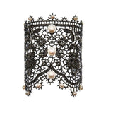 Kim Smiley jewelry Black lace cuff bracelet with freshwater pearls